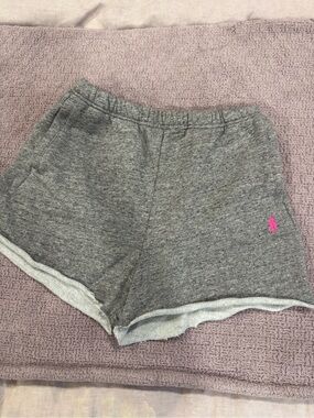 Pony Gray Athletic Shorts with Pink Pony Logo